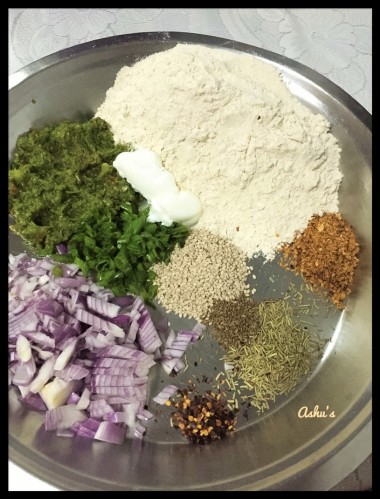 Ingredients to make baked atta thalipeeth